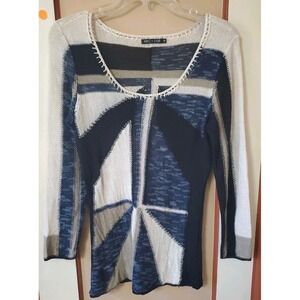 Nic & Zoe Graphic Geometric Print Pullover Sweater Size Medium